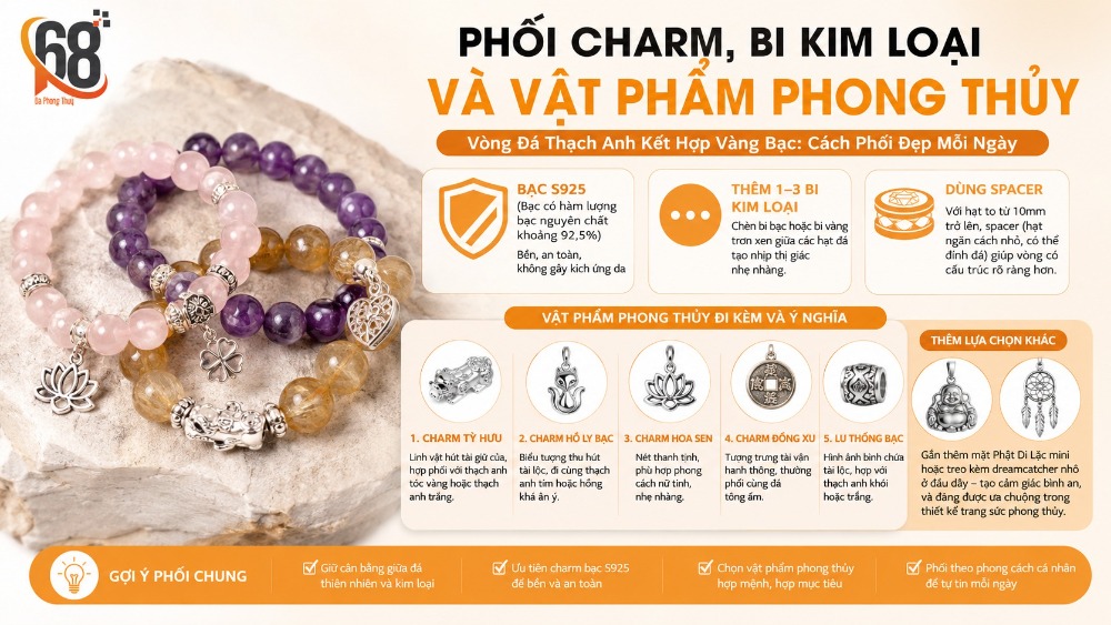Phối charm, bi kim loại và vật phẩm phong thủy