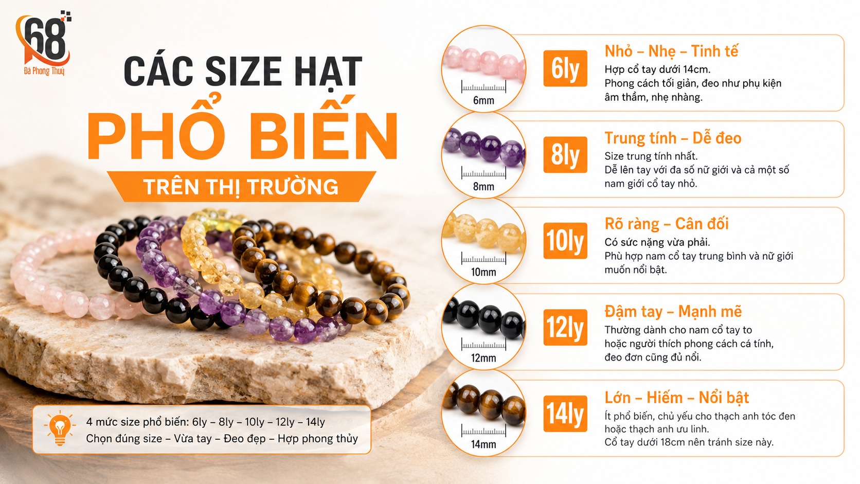 Các size hạt phổ biến trên thị trường Các size hạt phổ biến trên thị trường