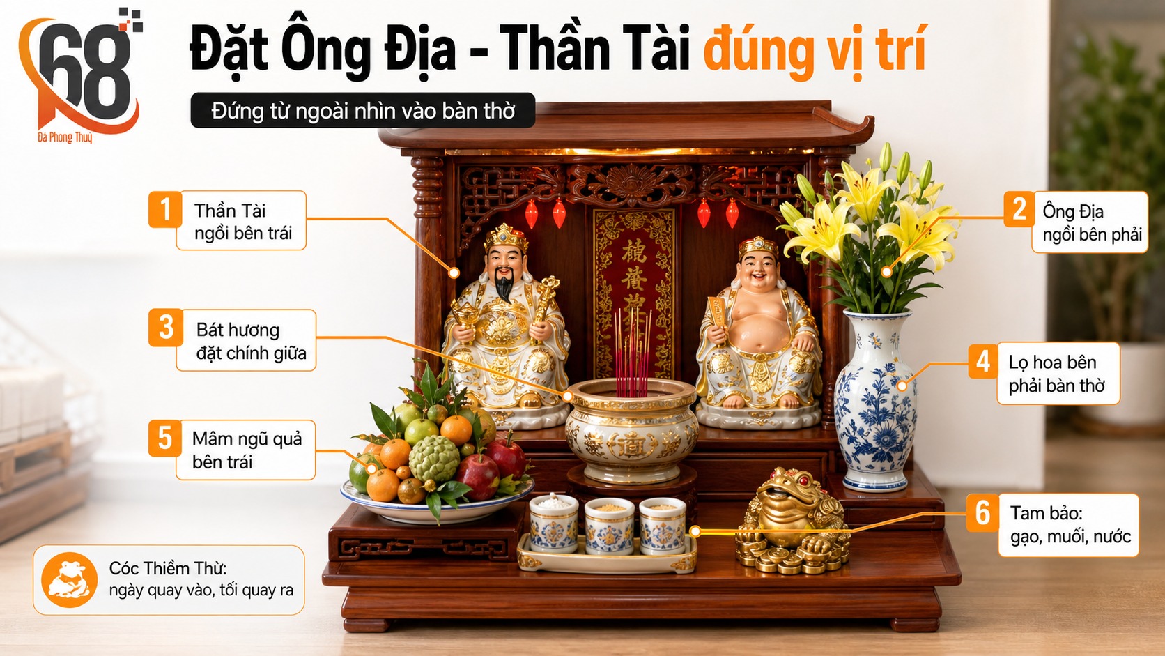 Ông Địa bên trái hay phải, Thần Tài đặt thế nào