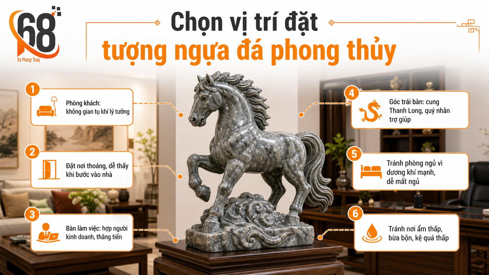 Chọn vị trí đặt tượng ngựa đá phong thủy