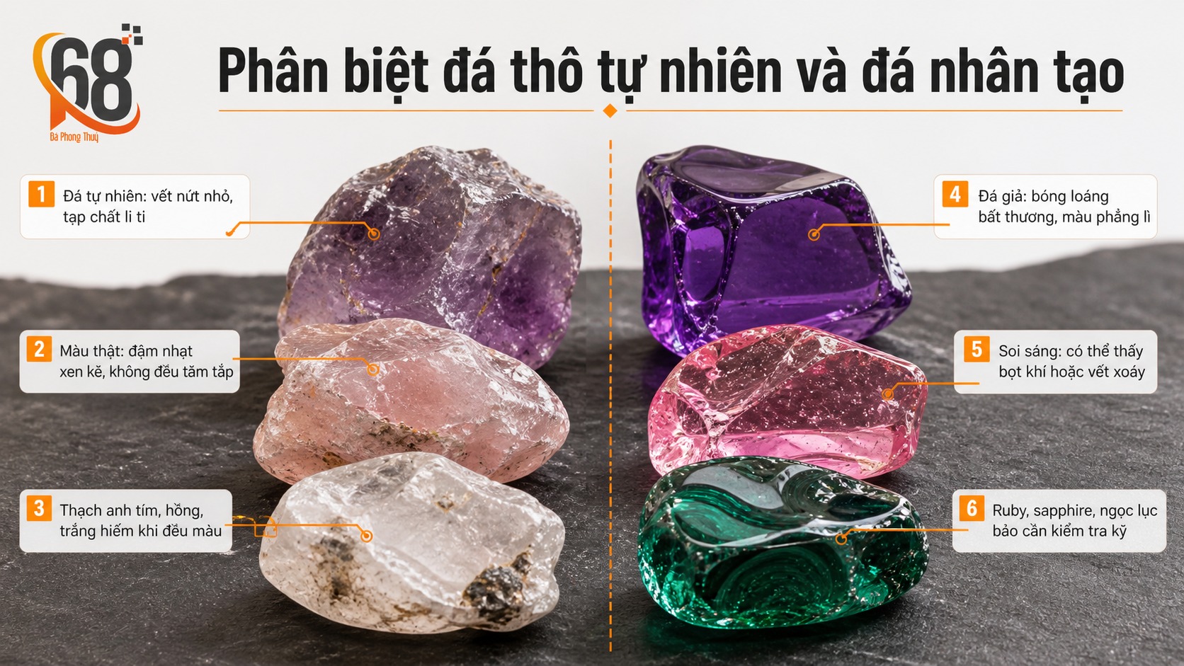 Phân biệt đá thô tự nhiên và đá nhân tạo Phân biệt đá thô tự nhiên và đá nhân tạo