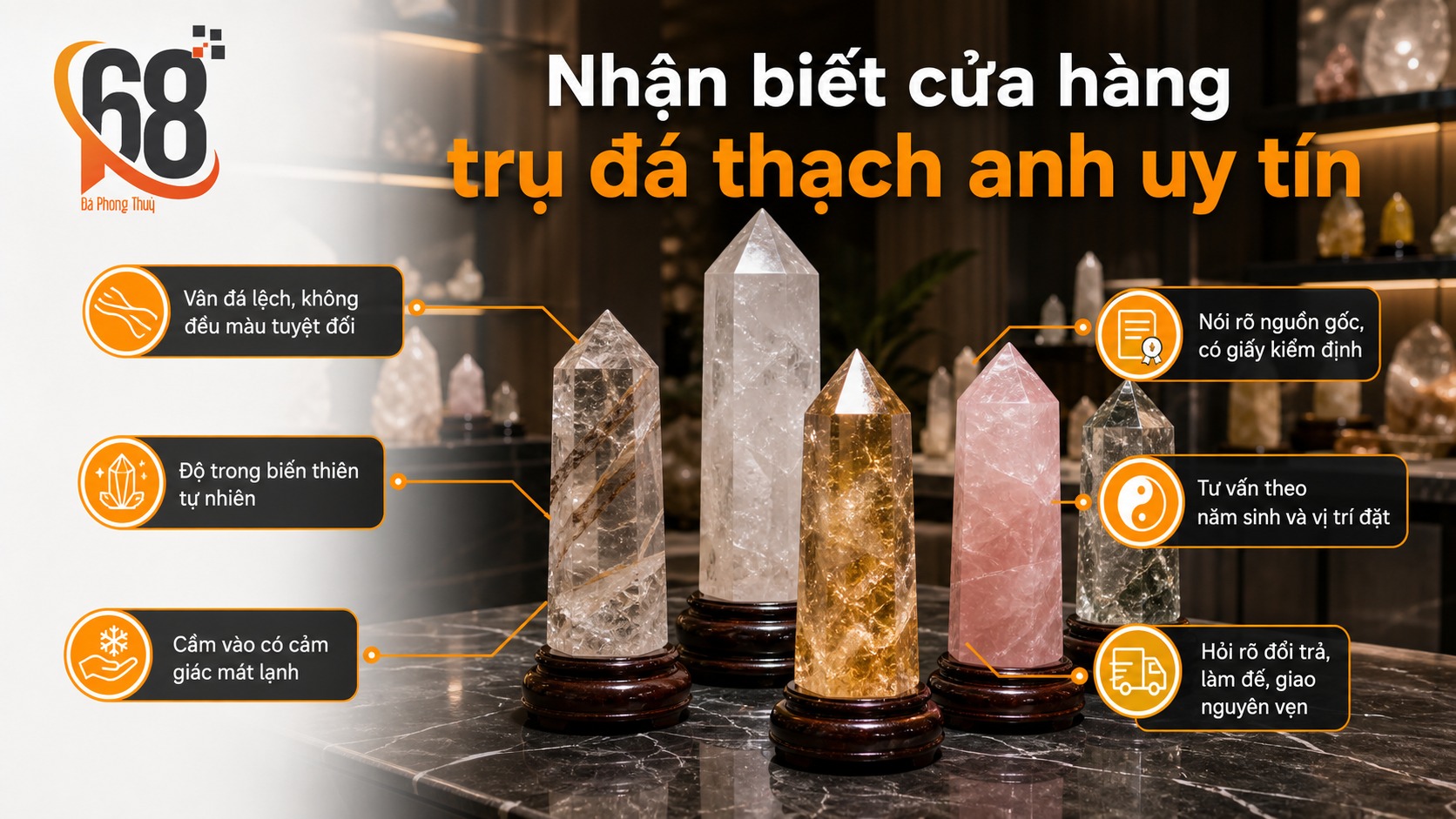 Nhận biết cửa hàng trụ đá thạch anh uy tín Nhận biết cửa hàng trụ đá thạch anh uy tín
