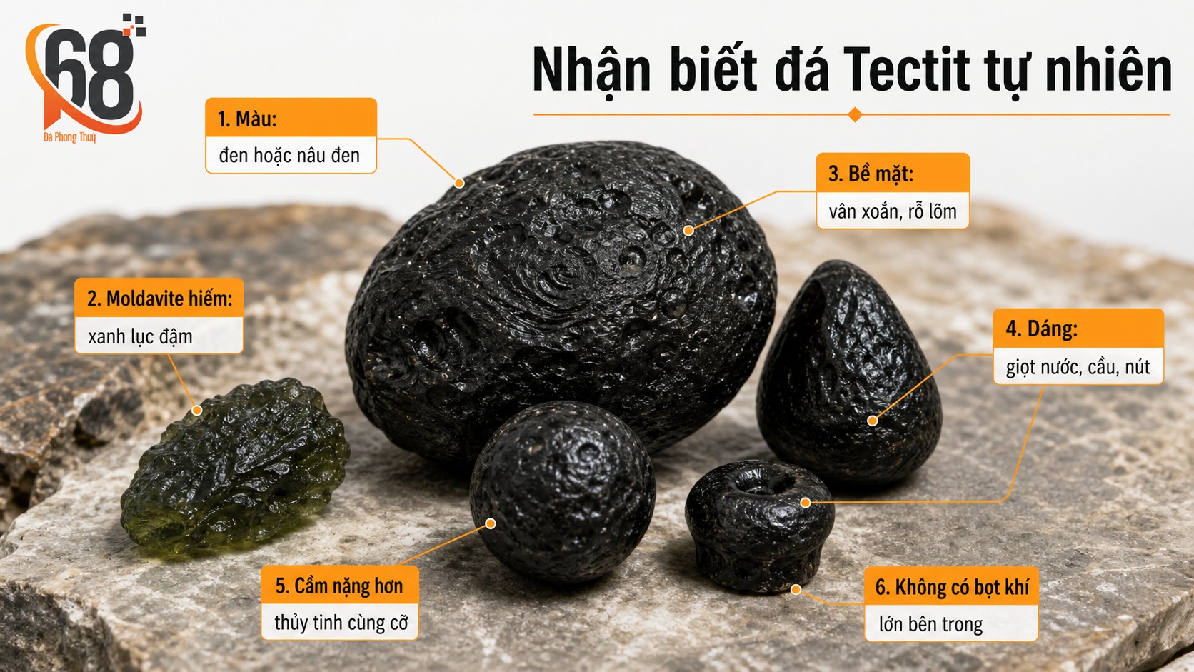 Cách nhận biết đá tectit tự nhiên qua đặc điểm bên ngoài