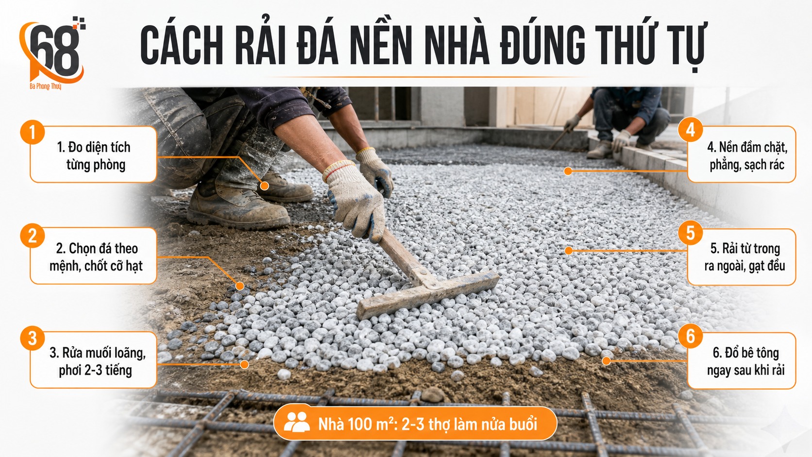Cách rải đá nền nhà theo đúng thứ tự thi công Cách rải đá nền nhà theo đúng thứ tự thi công