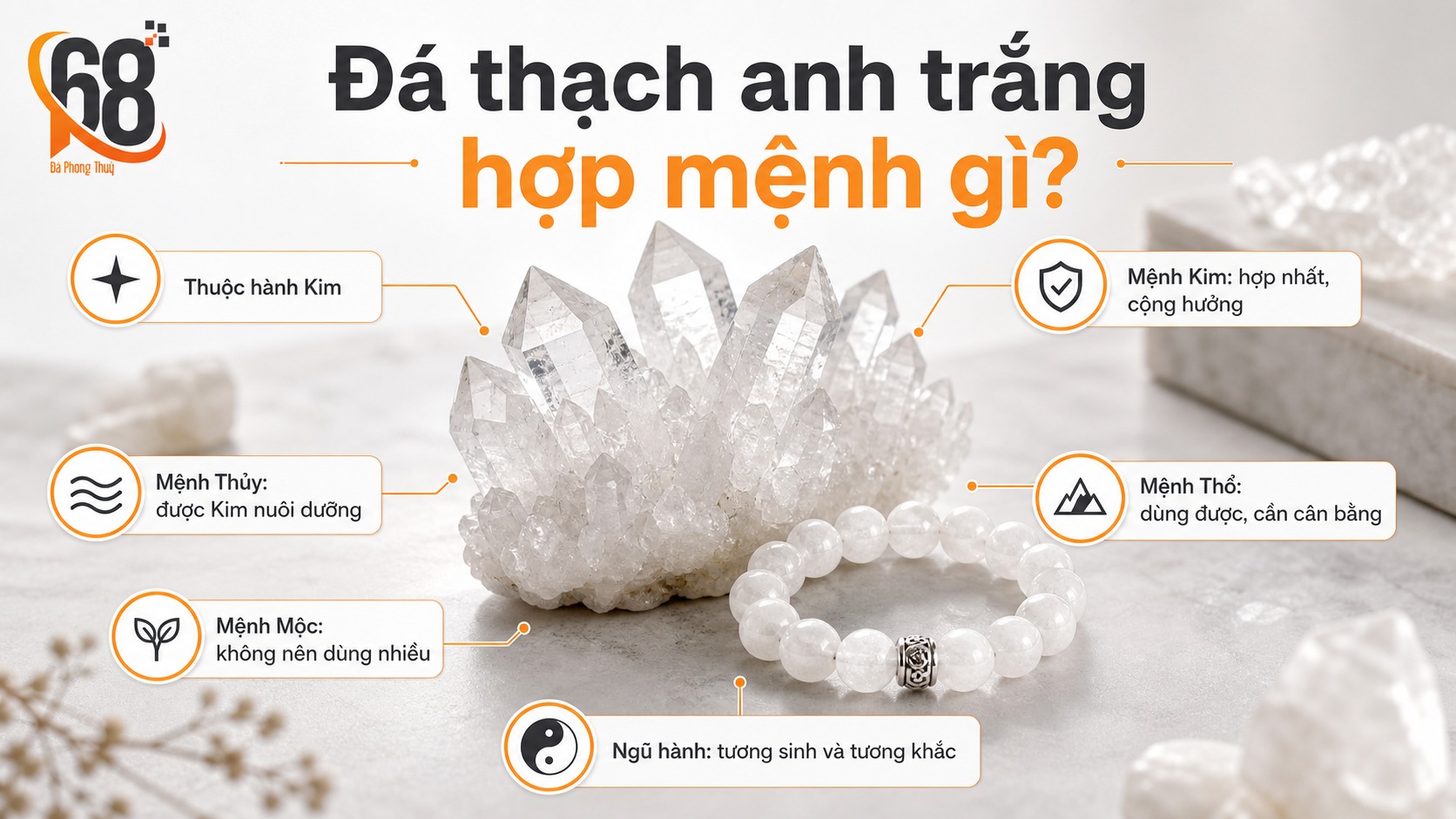 Đá thạch anh trắng hợp mệnh gì theo ngũ hành