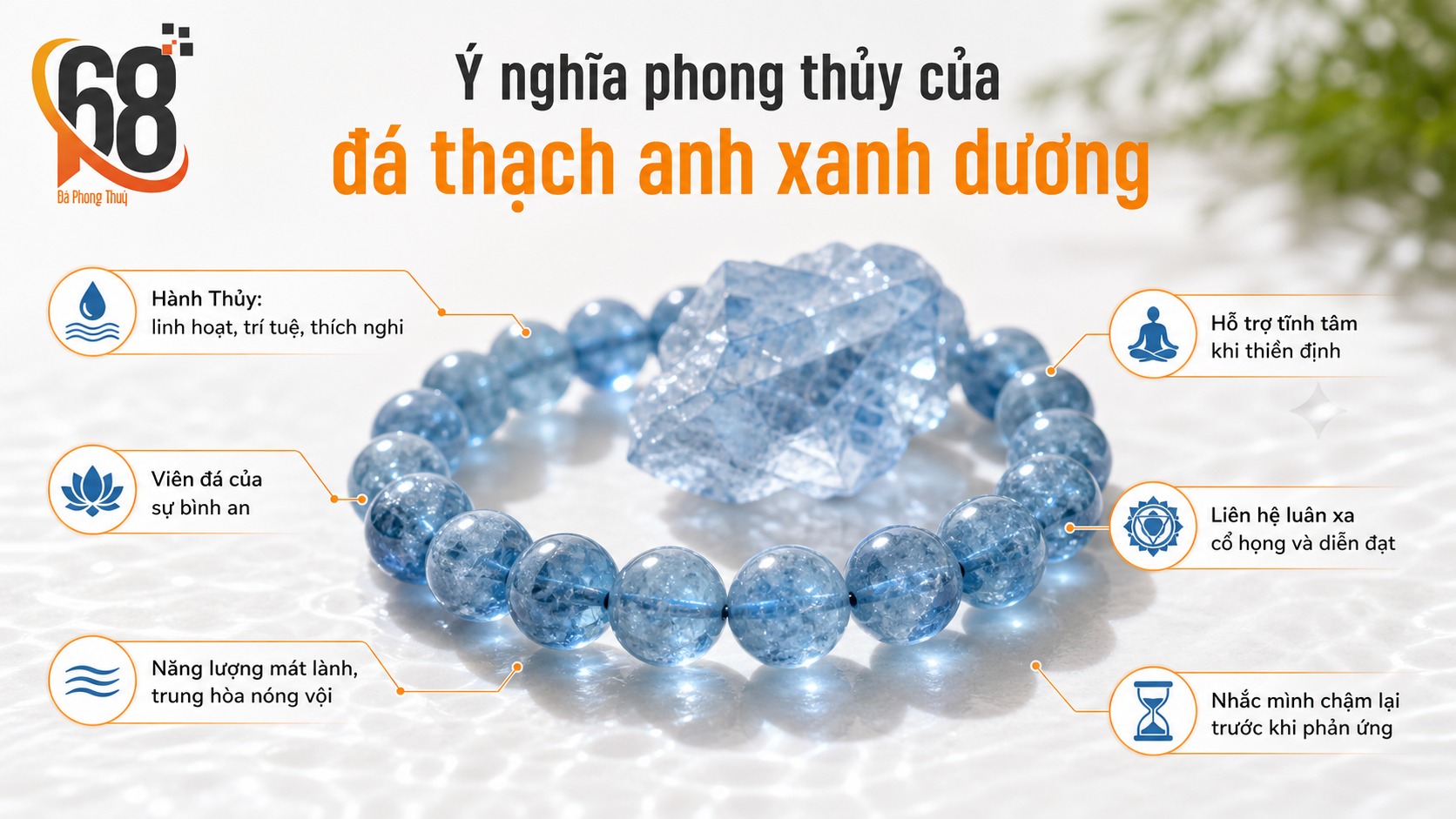 Ý nghĩa phong thủy của đá thạch anh xanh dương