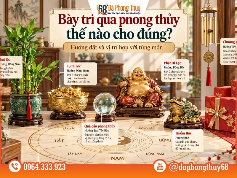 Bày trí quà phong thủy thế nào cho đúng? - Hướng đặt và vị trí hợp với từng món